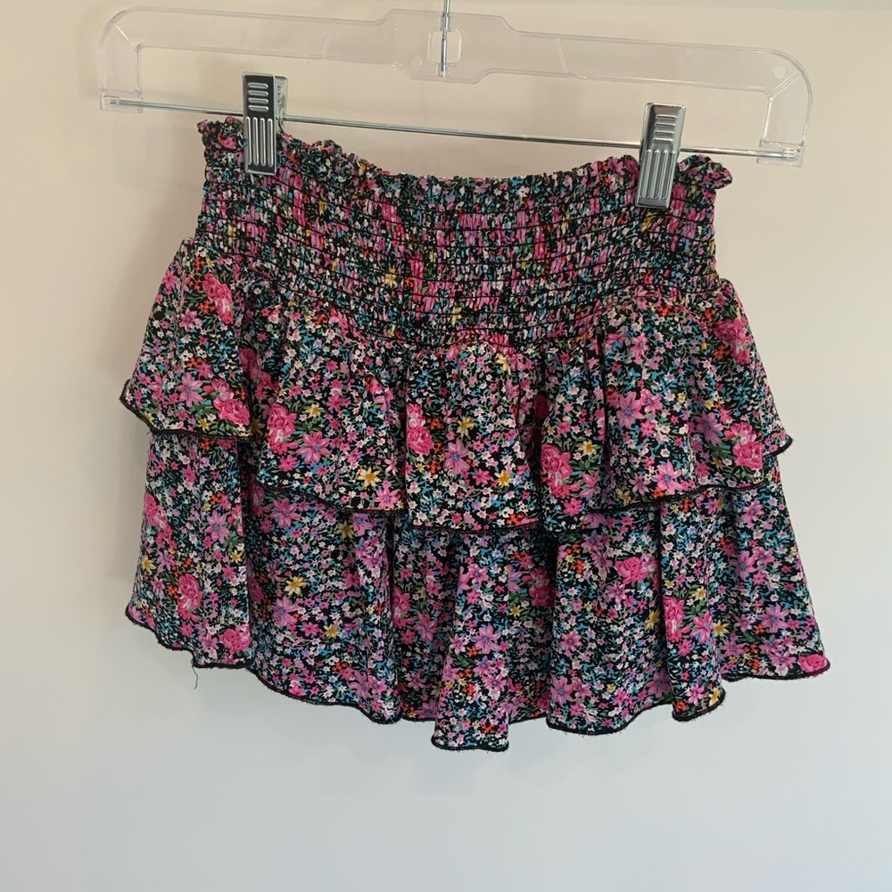 Katie J NYC Floral Mini Skirt - Pink and Green